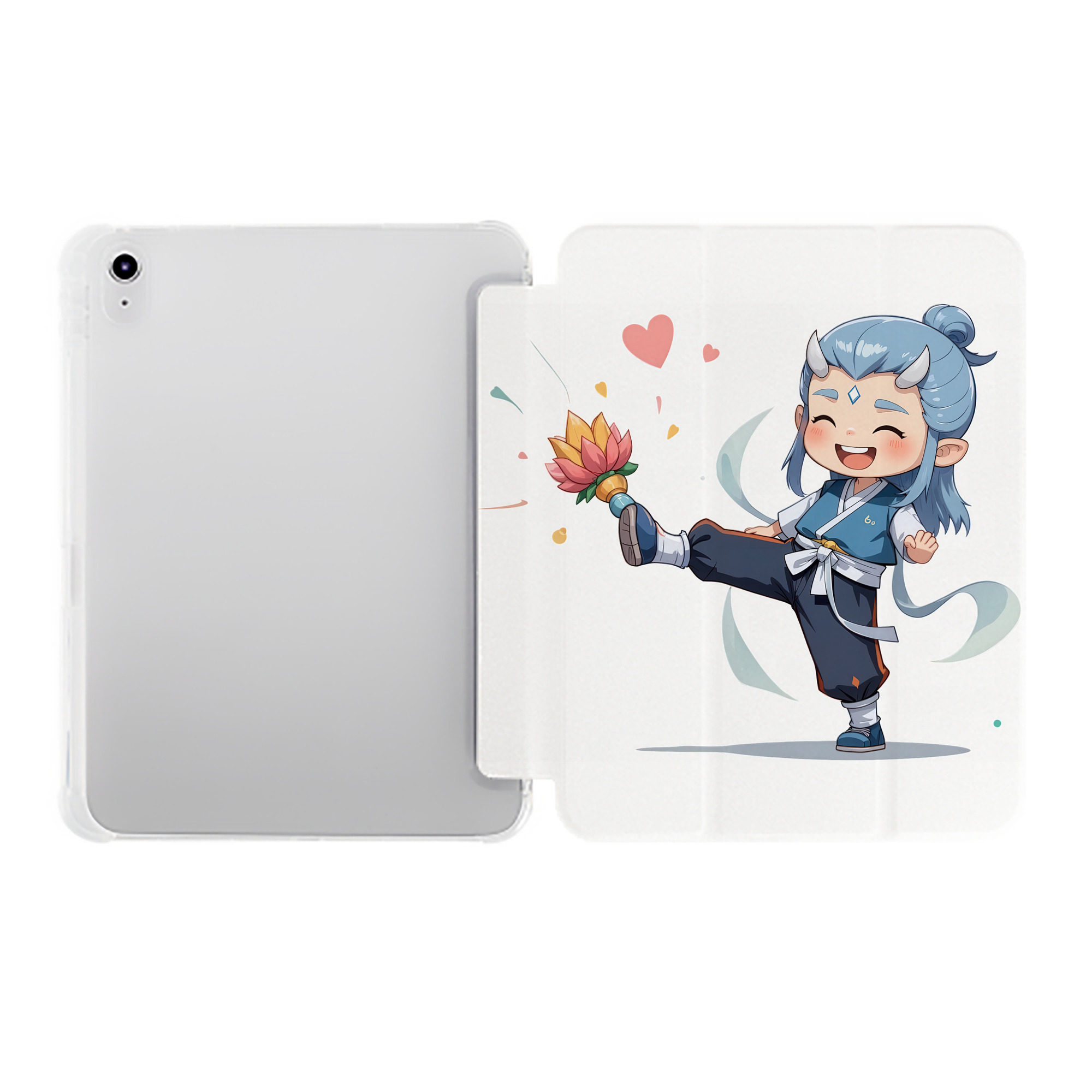 （画像用） Ne Zha 2 ナタ 魔童の大暴れ IPad ケース ペン収納付き 三つ折りスタンド PUレザー×シリコン 対応機種9.5/10.5/10.9インチ